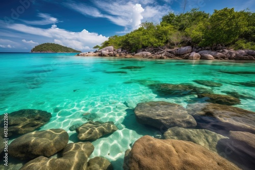 Beach with crystal clear turquoise water