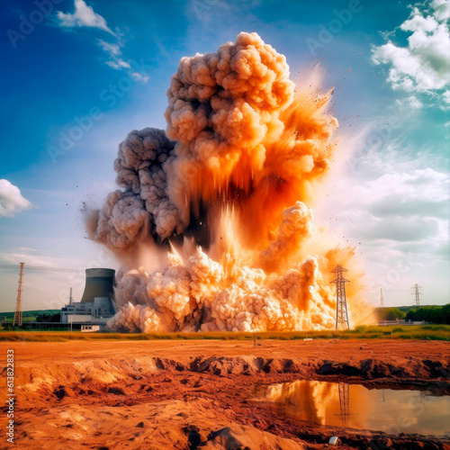 atomic explosion of a nuclear power plant, generative ai