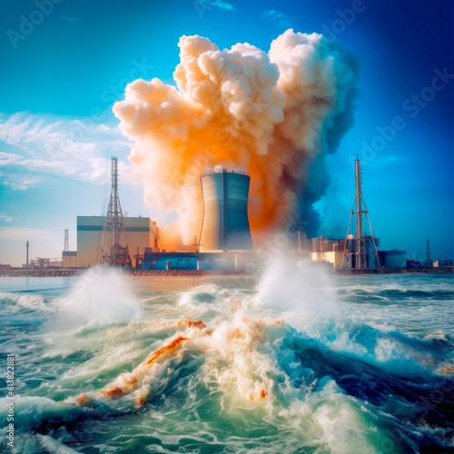 atomic explosion of a nuclear power plant  generative ai