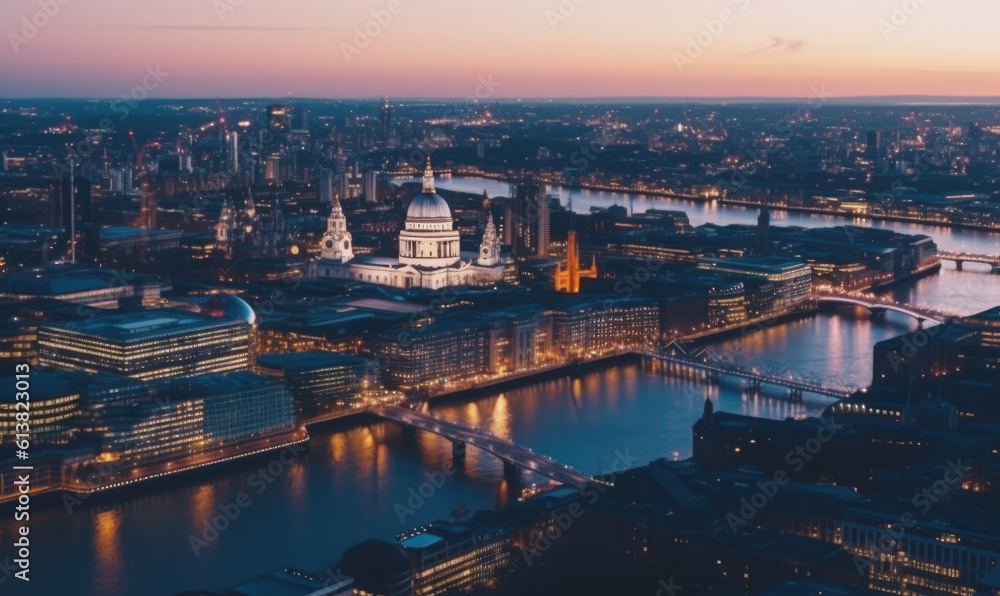 Aerial city scape of City of London