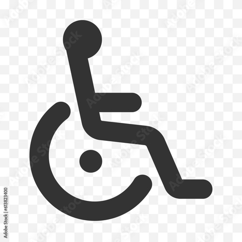 Handicapped icon isolated on transparent background. Easily editable line art symbol vector stock illustration.