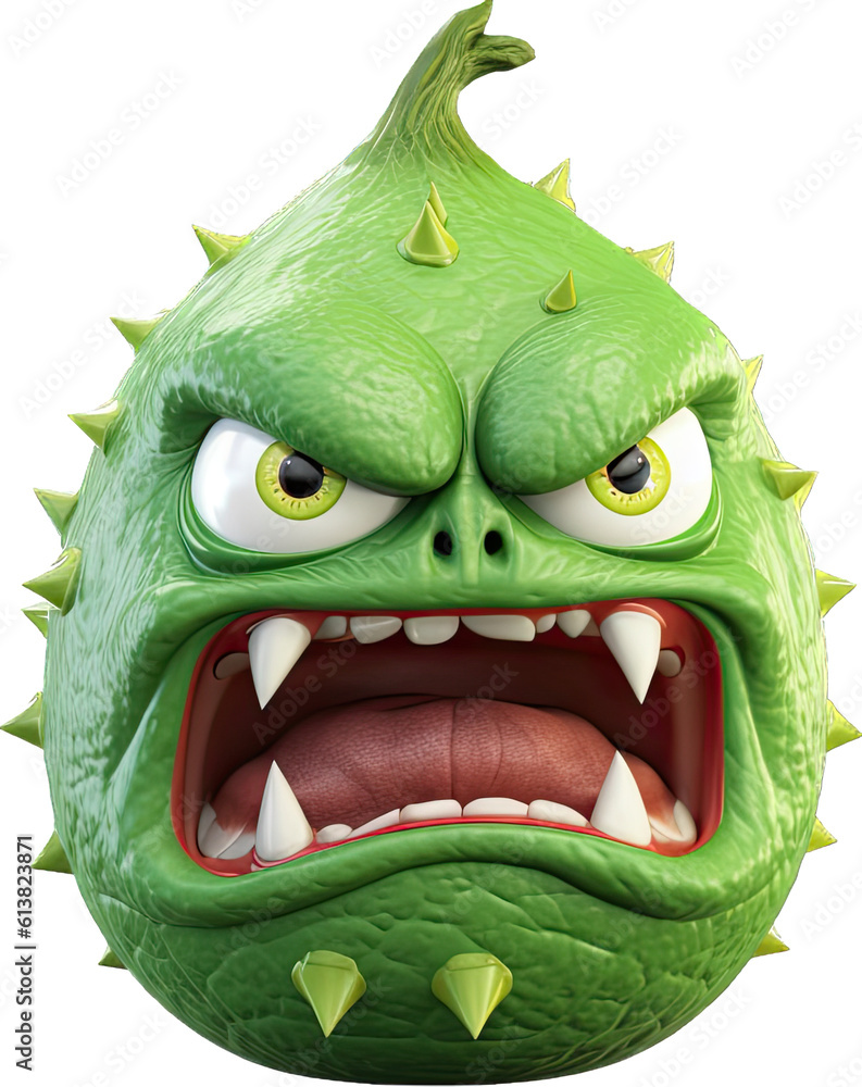 Fototapeta premium 3d Illustration of an Angry Avocado Conveying a Burst of Energy and Assertiveness