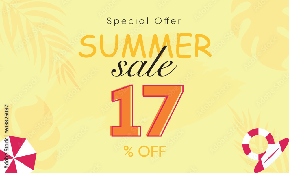 summer sale special offer 17% off, summer sale 17% off, special offer summer sale banner design, summer sale vector banner background
