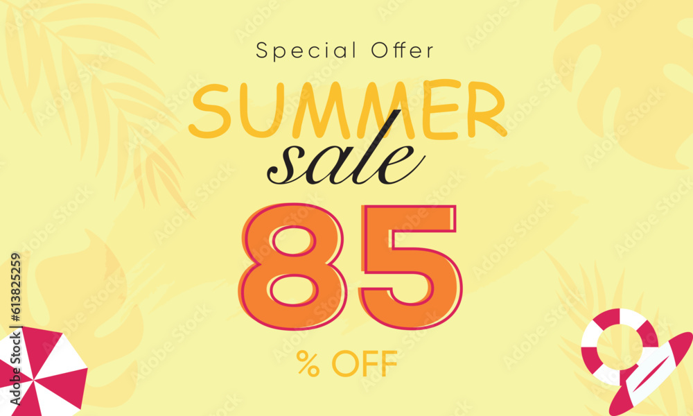 summer sale special offer 85% off, summer sale 85% off, special offer summer sale banner design, summer sale vector banner background