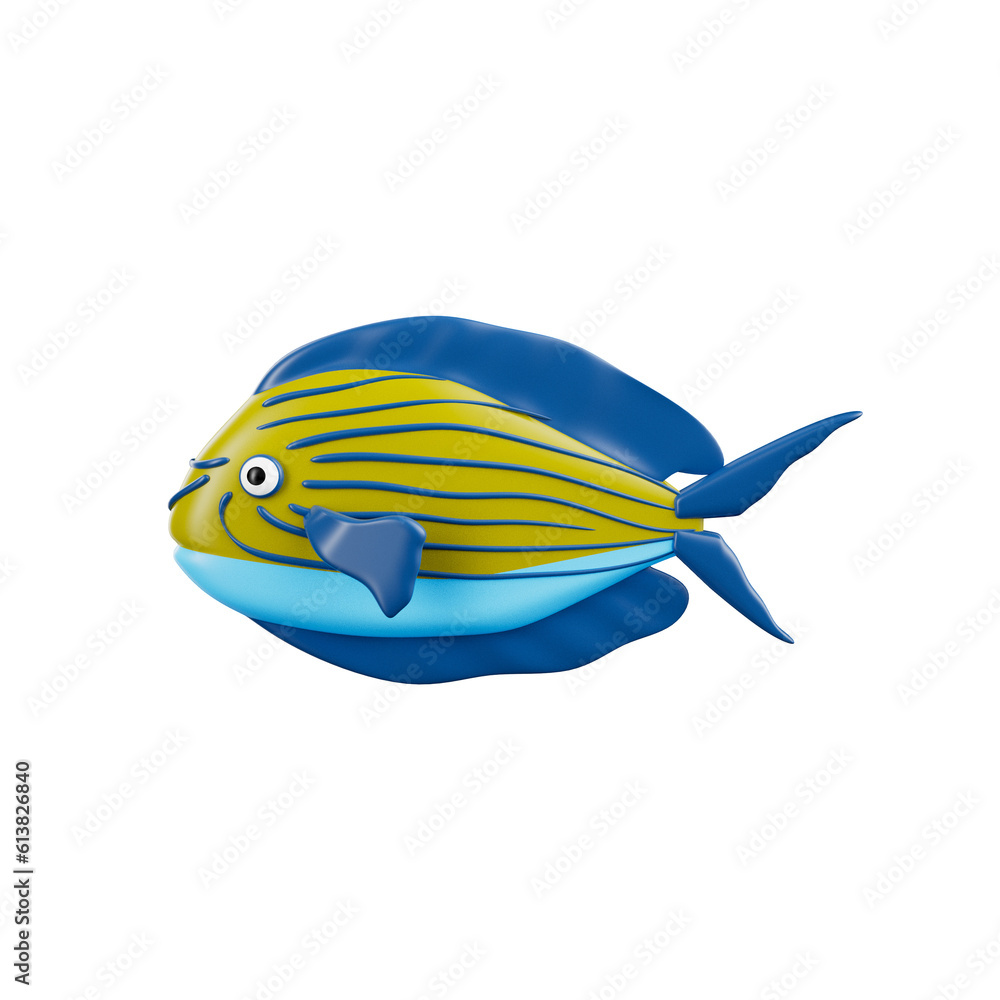 Naklejka premium Ocean Animals 3D Illustration Object