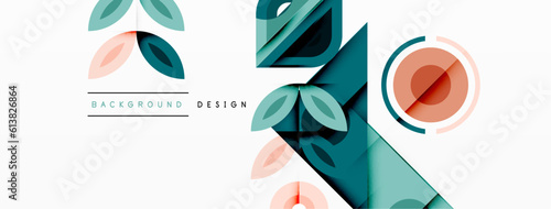 Colorful triangles and round shapes background. Template for wallpaper, banner, presentation, background