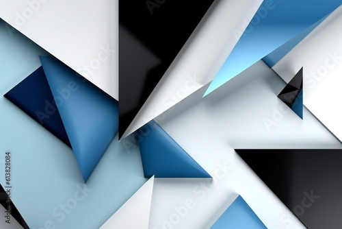 Poster, minimalism, white background, color blue, white, black, 3d styles, geometric lines realistic Generative AI