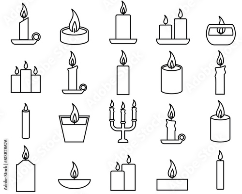 Candle line set icon, logo vector
