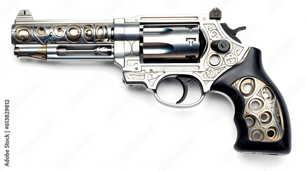 Gun White Raster Image Gun isolated white background. Stock Illustration | Adobe Stock