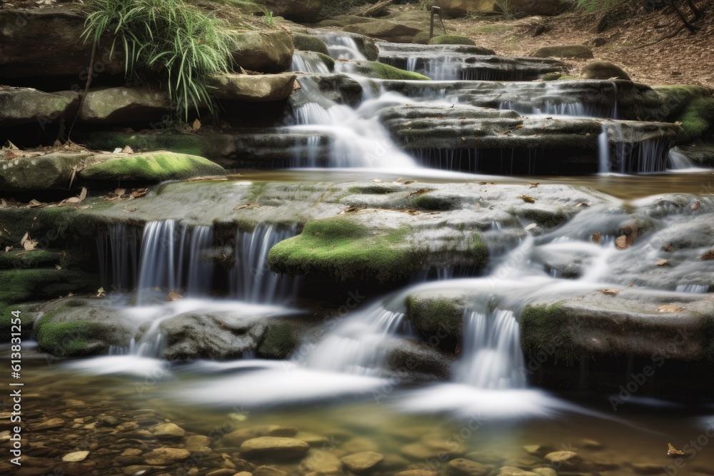 Obraz premium Waterfall cascading down rocks - Long shutter