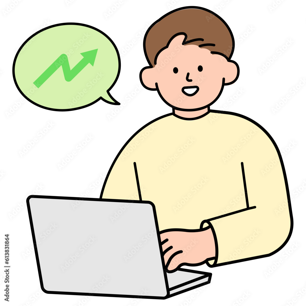 Man Looking At Rising Graph. Simple Style Vector illustration. Man Looking At Rising Graph. Simple Style Vector illustration.