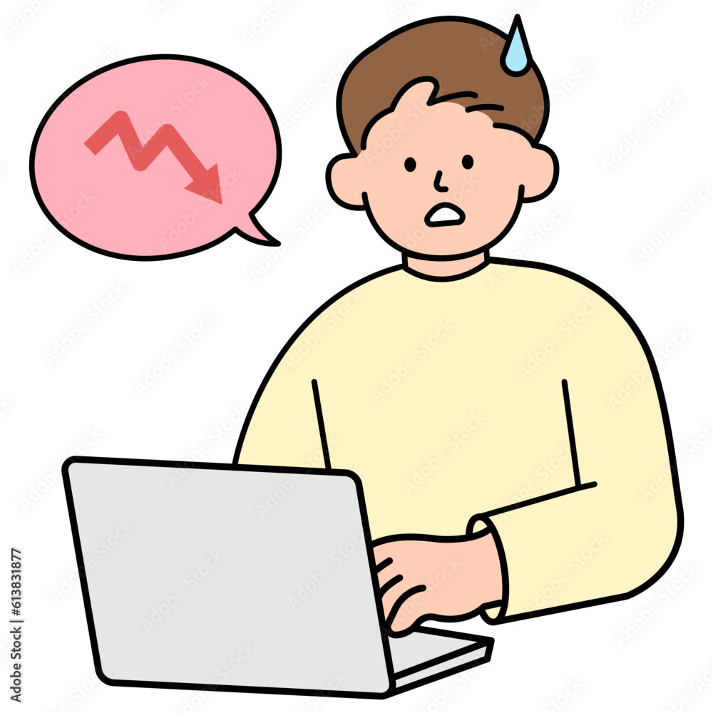 Man Looking At Falling Graph. Simple Style Vector illustration. Man Looking At Falling Graph. Simple Style Vector illustration.