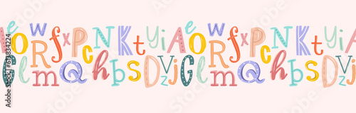 Lovely hand drawn letters, doodle alphabet, school background, great for banners, wallpapers, wrapping - vector design