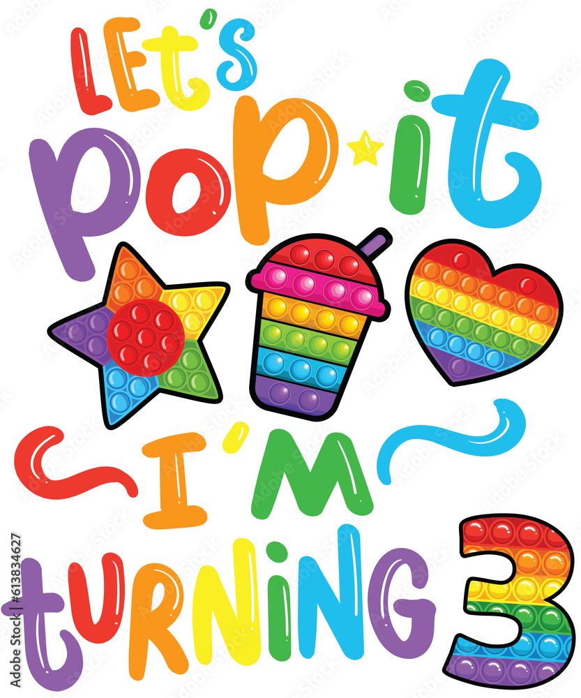 Let's Pop It I'm Turning 3 Rainbow Fidget Toy Pop
