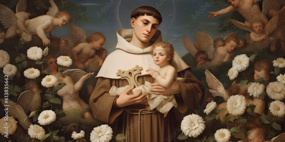 Saint Anthony of Padua religion faith holy illustration. St. Anthony