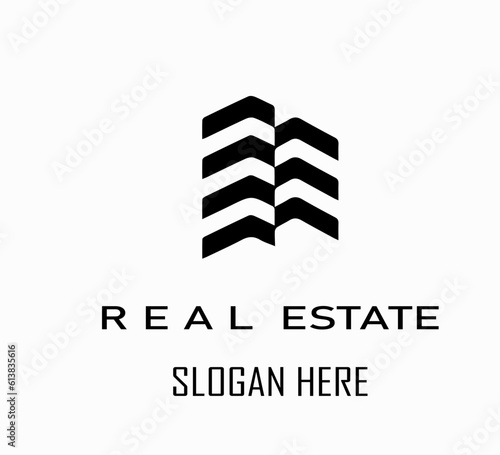 a logo titled with a building