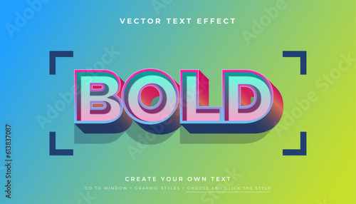 3D Bold, Fun Colorful Text Effect Graphic Styles, Vector