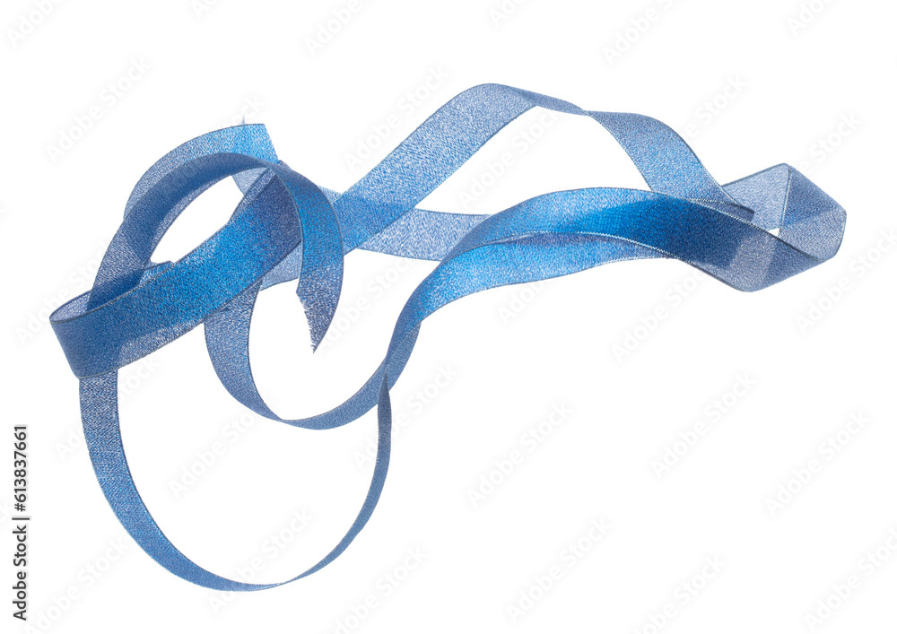 Flying Blue Ribbon Blue ribbon long straight fly in air with curve roll shiny. Blue ribbon ...