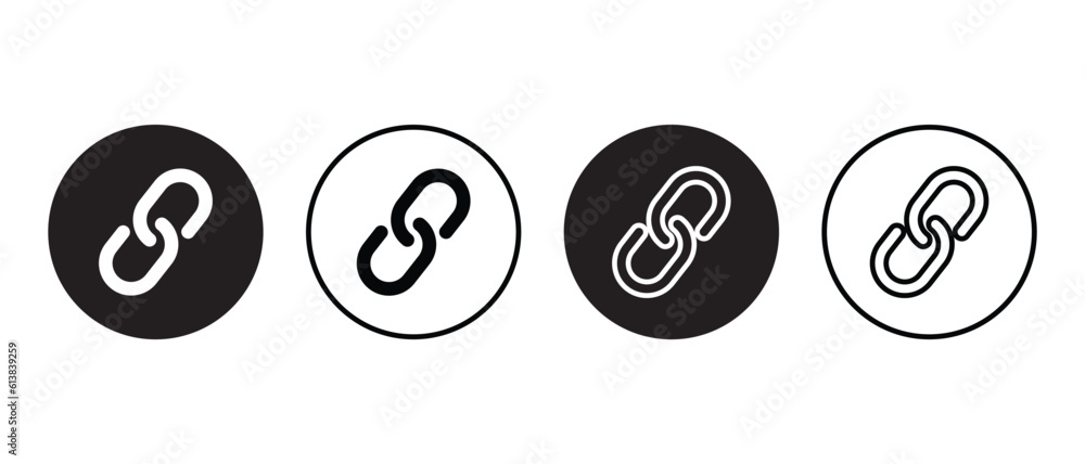 Url link vector icon set. Internet web page symbol. Chain, permalink, interlink sign in circle Url link vector icon set. Internet web page symbol. Chain, permalink, interlink sign in circle