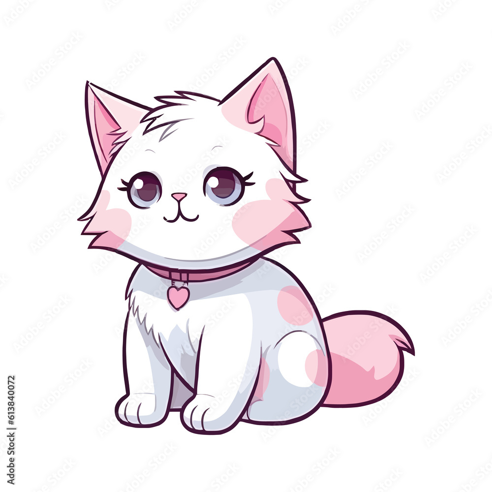 Obraz premium Captivating Cat: Cute 2D Character Design