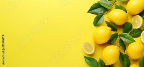 summer natural lemon fresh yellow healthy top background view food juicy fruit. Generative AI.