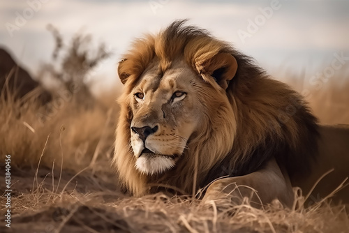 Lion roaring in the forest safari