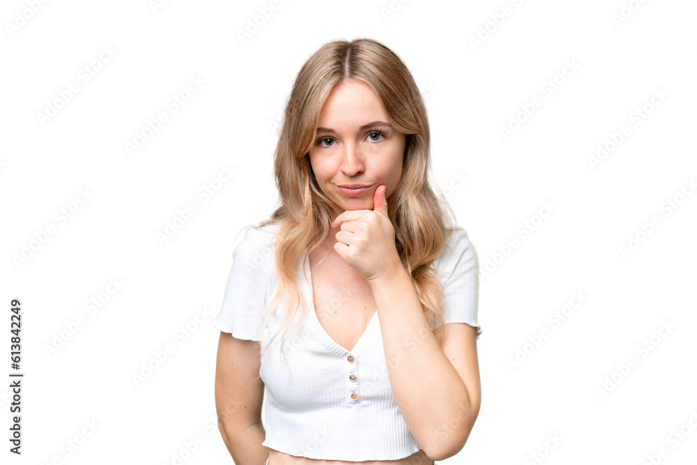 Young English woman over isolated background thinking Young English woman over isolated background thinking