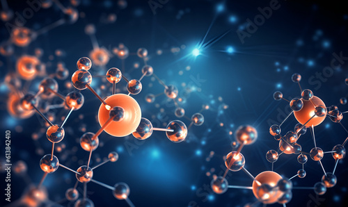 3d Model Of Molecules With A Molecule Background