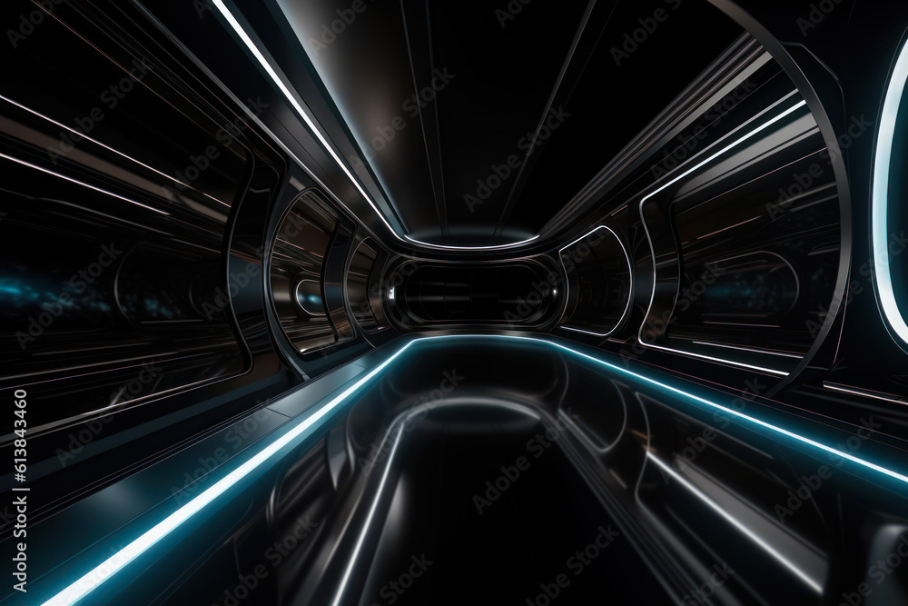space corridor with neon illumination generative ai space corridor with neon illumination generative ai