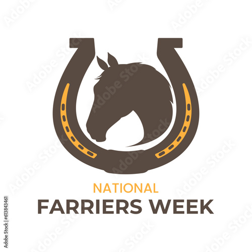 Minimalist Horse logo isolated on white background. Vector illustration for National Farriers Week