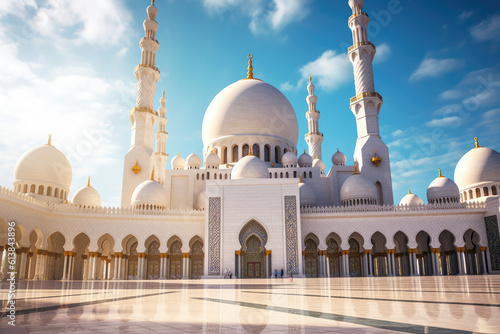 Sheikh Zayed Grand Mosque and its architectural details in Abu-Dhabi. united Arab emirates
