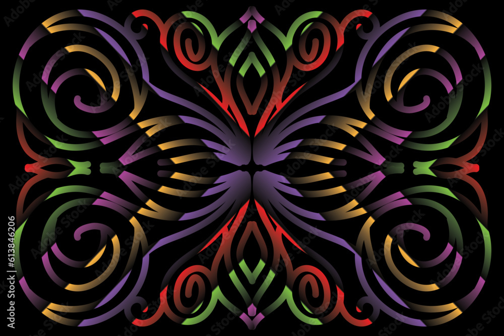 Limited edition luxurious design colourful rainbow flowers line art pattern of indonesian culture traditional batik ethnic dayak for background wallpaper textile or fashion Limited edition luxurious design colourful rainbow flowers line art pattern of indonesian culture traditional batik ethnic dayak for background wallpaper textile or fashion