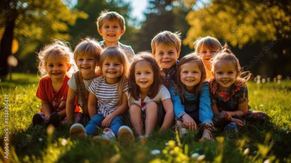 children on the grass, ai generative children on the grass, ai generative