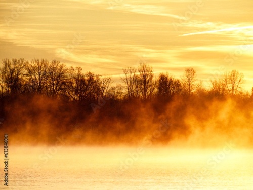 Fog at sunrise at Lake Simcoe 