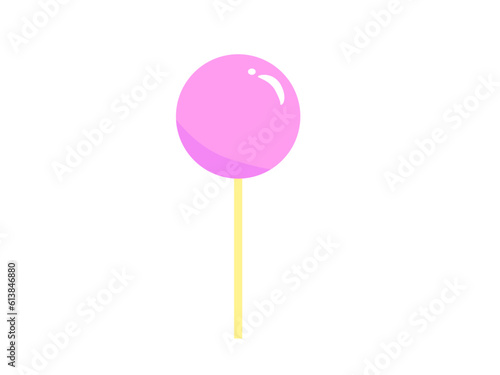 シンプルなピンクの棒つき飴アイコン