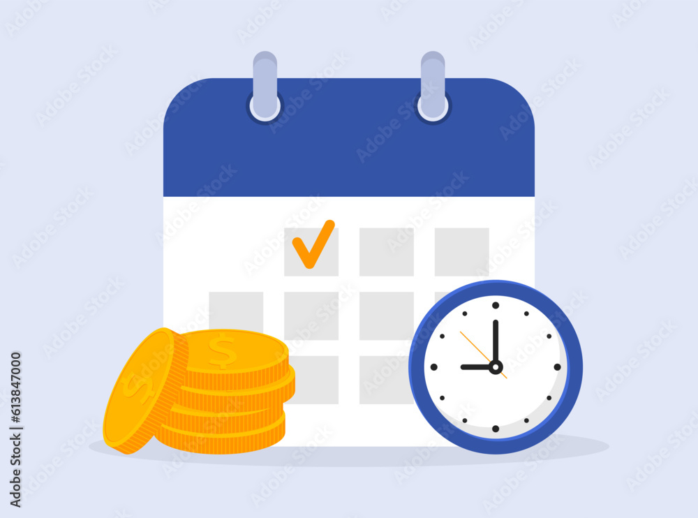 Calendar with payment date. Payment calendar icon. Planning schedule