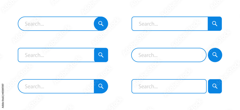 Search bar template set. Search bar for ui. Search boxes. Vector illustration. Search bar template set. Search bar for ui. Search boxes. Vector illustration.
