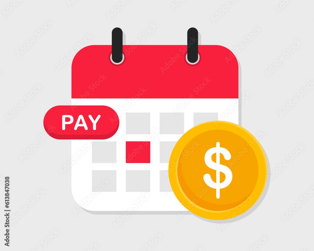 Calendar with payment date. Payment calendar icon. Planning schedule