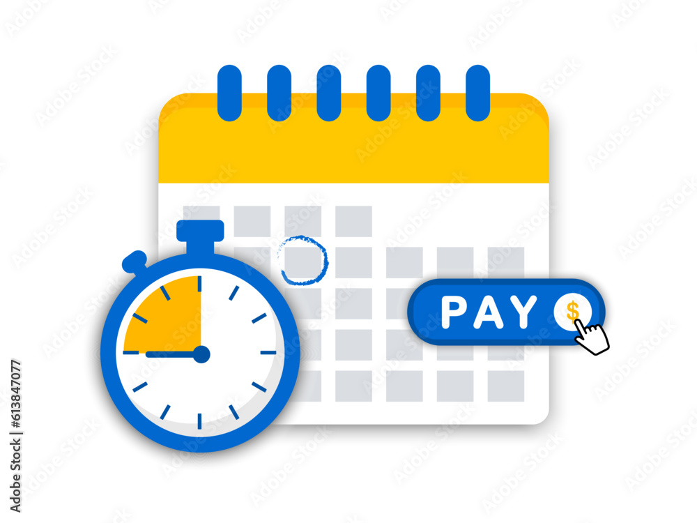 Calendar with payment date. Payment calendar icon. Planning schedule