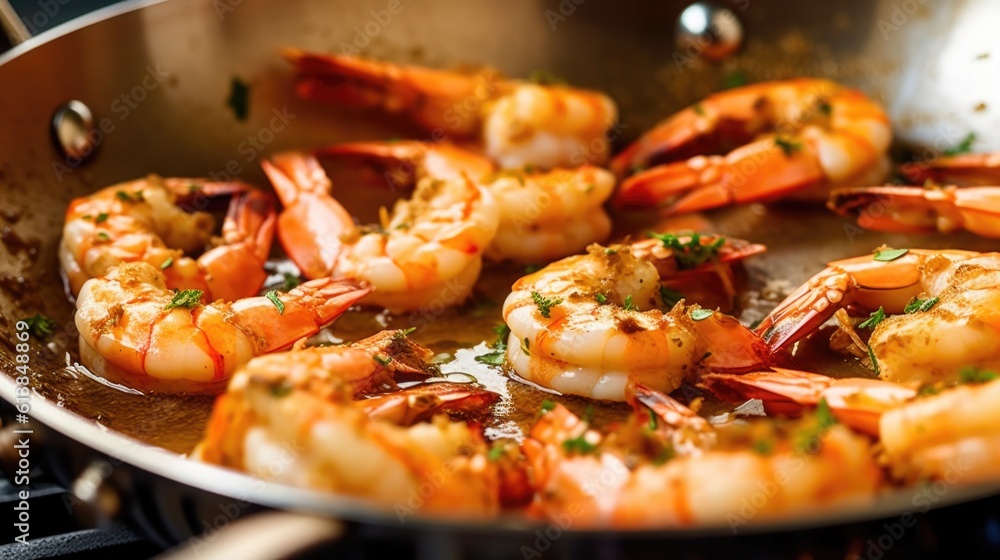 grilled shrimps with lemon and basil , ai generative grilled shrimps with lemon and basil , ai generative