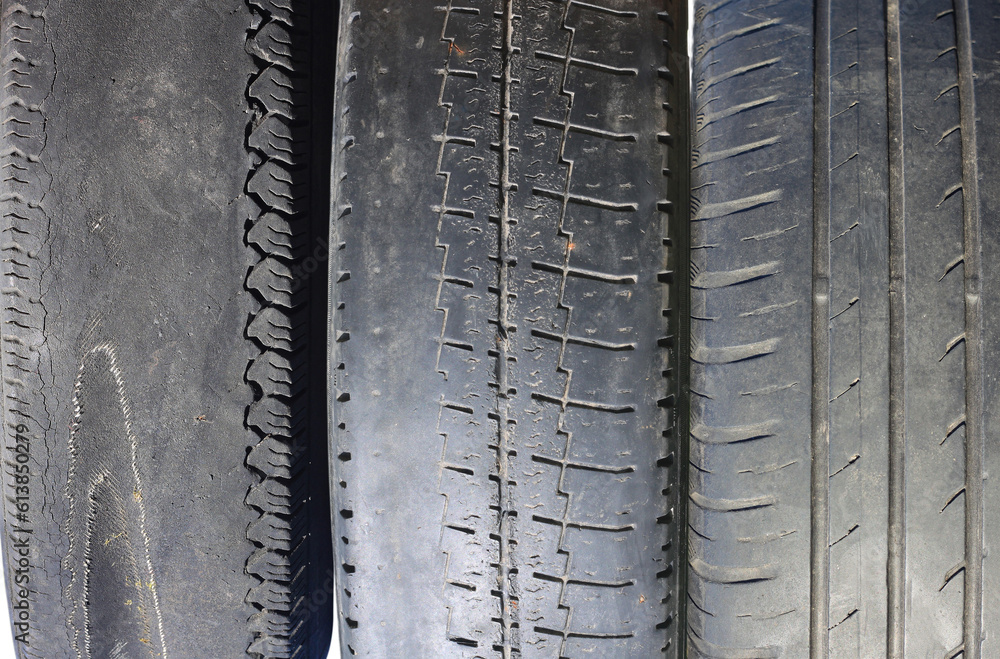 Fototapeta premium damaged tire for advertising tire shop or car tire shop