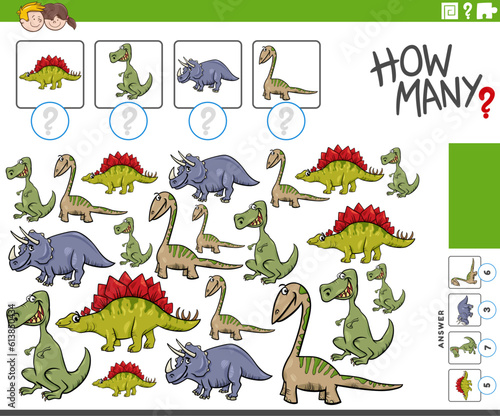 how many cartoon dinosaurs characters counting game