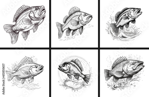 Fish Vector Set Collection isolated on white background. Fish illustration.