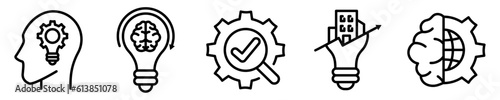 Conjunto de iconos de inteligencia empresarial. Innovación, Idea creativa, estrategia, tecnología. Concepto de negocio. Ilustración vectorial