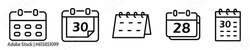 Conjunto de iconos de calendario. Horario, agendar evento, fecha. Ilustración vectorial