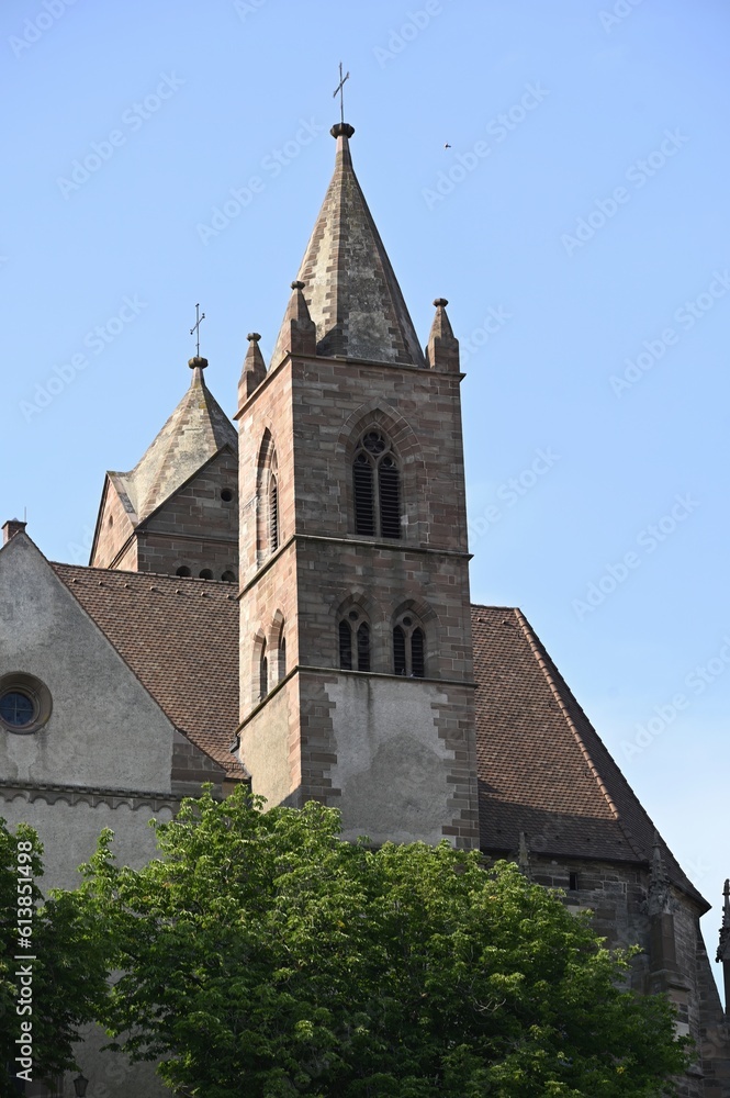 The church in Breisach, situated on a mountain, photographed from below The church in Breisach, situated on a mountain, photographed from below