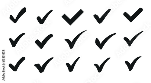 Check mark vector icon set. Icon set. Simple check mark. Check symbols. Flat style. Vector illustration. Computer website symbol.