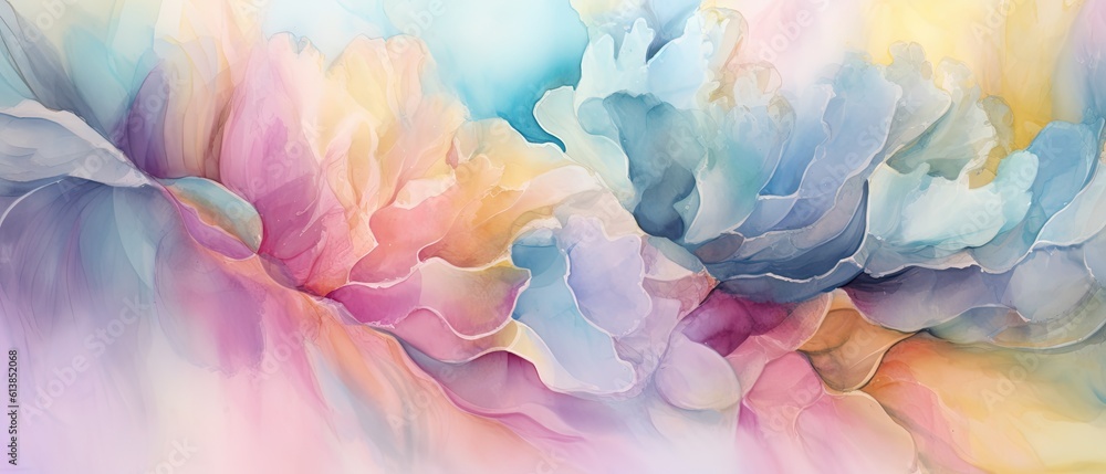 Fototapeta premium Abstract alcohol ink background, dreamy painting with acrylic paint, beautiful marble or mix of colors, creative hand drawn art - Generative ai