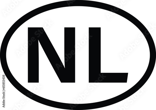 Netherlands country code icon vector isolated on white . Iso code country domain name. NL - Netherlands abbreviated. 