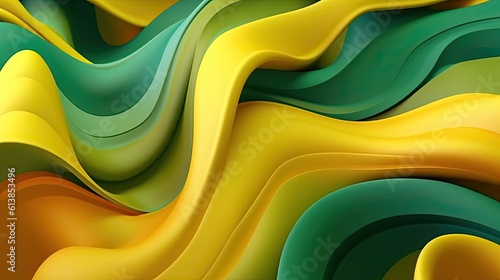 Abstract wavy background, layered texture with overlapping thick waves, psychic and dreamy backdrop, multicolored graphic for wallpaper or print materials, wide design - Generative Ai